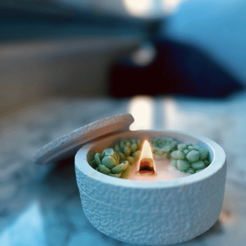 baharBahar – Taş Tozu Kase Mum Bahar – el yapımı taş tozu kase mum, doğal soya wax ve çiçek esintili koku