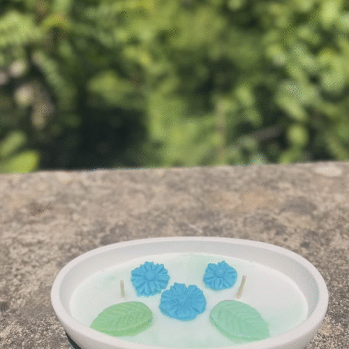 Salda – Taş Tozu Kase Mum Salda – el yapımı taş tozu kase mum, doğal soya wax, turkuaz esintili ferah tasarım